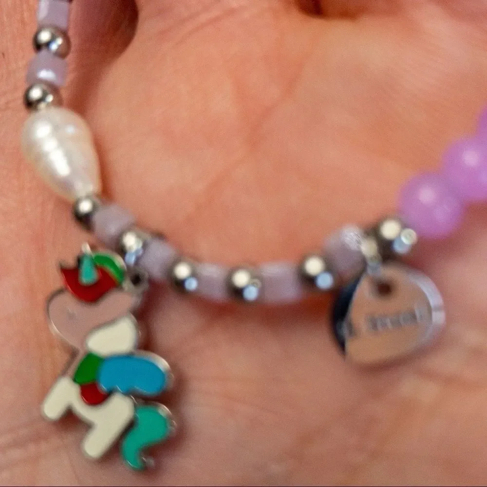 Purple Hair Bow Barettes Bundle with Unicorn Charm